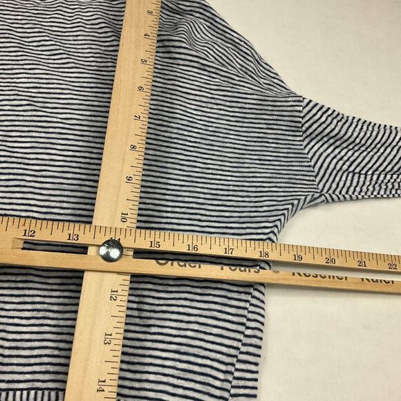 Adrienne Vittadini Womens Linen Back Button Shirt Striped Long Sleeve Top LARGE - Picture 10 of 11